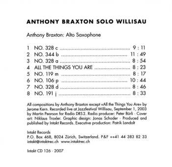 CD Anthony Braxton: Solo Willisau 450970