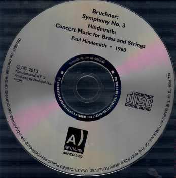 CD Anton Bruckner: Anton Bruckner: Symphony No. 3 / Paul Hindemith: Music For Brass And Strings 537460