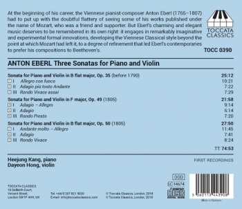 CD Anton Eberl: Three Sonatas For Piano And Violin 177426