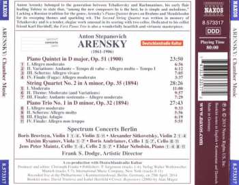CD Anton Stepanovich Arensky: Chamber Music 118888