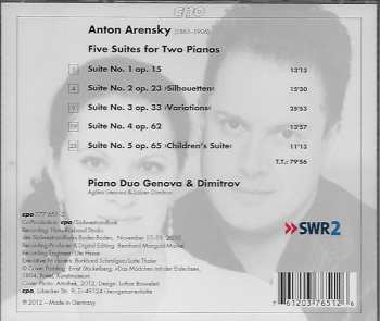 CD Anton Stepanovich Arensky: Five Suites For Two Pianos 181769