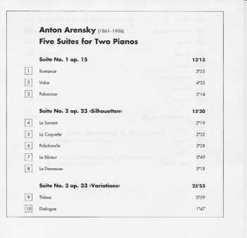 CD Anton Stepanovich Arensky: Five Suites For Two Pianos 181769