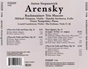 CD Anton Stepanovich Arensky: Piano Quintet, Pieces For Violin And Piano, Pieces For Cello And Piano 364536