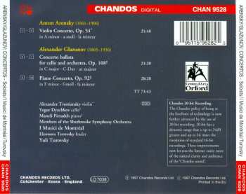 CD Anton Stepanovich Arensky: Violin Concerto / Concerto Ballata For Cello And Orchestra; Piano Concerto No. 1 290532
