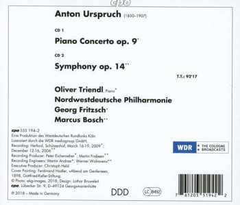 2CD Anton Urspruch: Piano Concerto Op. 9; Symphony Op. 14 145984