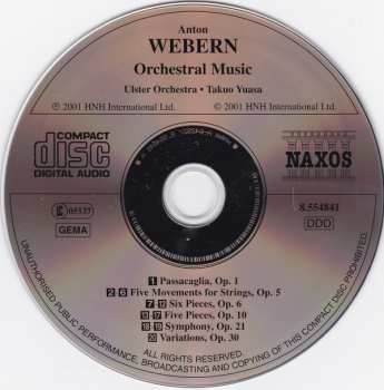 CD Anton Webern: Passacaglia / Symphony / Five Pieces 313983