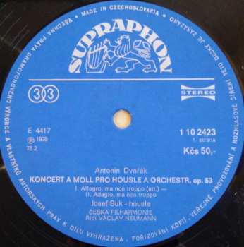 LP Antonín Dvořák: Koncert A Moll Pro Housle A Orchestr / Romance 278388