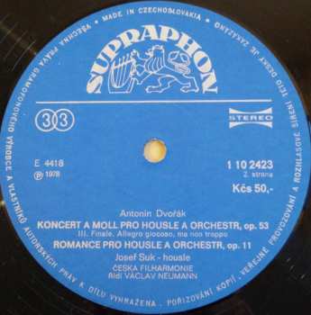 LP Antonín Dvořák: Koncert A Moll Pro Housle A Orchestr / Romance 278388