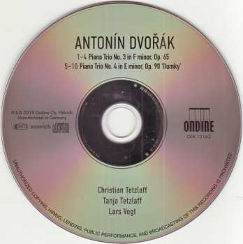 CD Antonín Dvořák: Piano Trios Nos 3 & 4, 'Dumky' 195831
