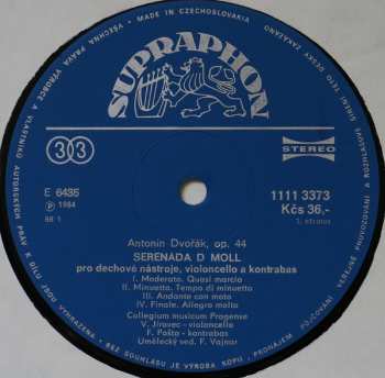 LP Antonín Dvořák: Serenade In D Minor / Terzetto In C Major (90 1) 276882