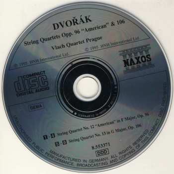 CD Antonín Dvořák: String Quartets - Opp. 96 "American" And 106 248876