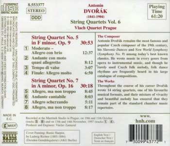 CD Antonín Dvořák: String Quartets Vol. 6 (No. 5 In F Minor, Op. 9 / No. 7 In A Minor, Op. 16) 321138