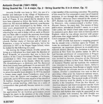 CD Antonín Dvořák: String Quartets Vol. 7 - No. 1 In A Major Op. 2 ● No. 6 In A Minor, Op. 12 227952