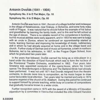 CD Antonín Dvořák: Symphonies No. 3, Op. 10 • No. 6, Op. 60 255627