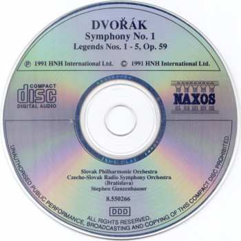 CD Antonín Dvořák: Symphony No. 1 • Legends Op.59 Nos. 1-5 350231