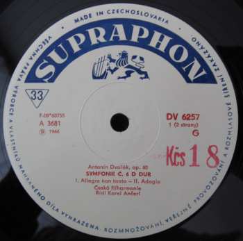 LP Antonín Dvořák: Symphony Č. 6 D. Dur Opus 60  532825