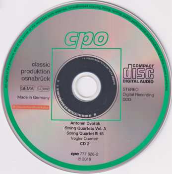 2CD Antonín Dvořák: String Quartets Vol. 3