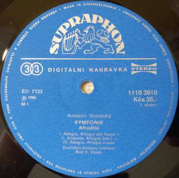 LP Antonín Vranický: Symphony "Aphrodite" / Symphony In D Major 413495