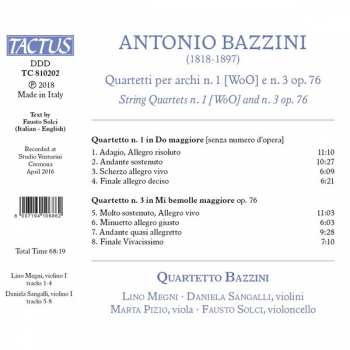 CD Antonio Bazzini: Quartetti Per Archi N. 1 E N. 3 318692