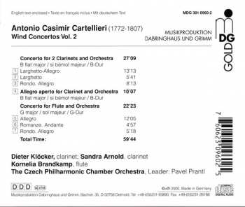 CD Antonio Casimir Cartellieri: Concerto For Two Clarinets And Orchestra B Flat Major / Movement For Clarinet And Orchestra B Flat Major / Concerto For Flute And Orchestra G Major 121128