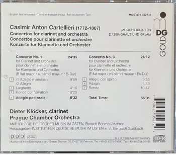 CD Antonio Casimir Cartellieri: Concertos For Clarinet And Orchestra (B Flat Major / E Flat Major) 375198
