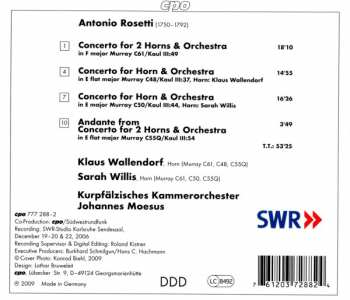 CD Antonio Rosetti: Horn Concertos 194338