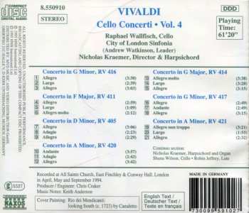 CD Antonio Vivaldi: Cello Concerti Vol. 4 (RV 405, 411, 414, 416, 417, 420 & 421) 261688