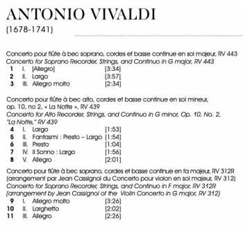 CD Antonio Vivaldi: Concertos Pour Flùte à Bec 309688