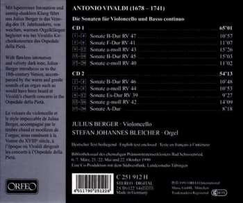 2CD Antonio Vivaldi: Die Sonaten Für Violoncello Und Basso Continuo = The Sonatas For Violoncello And Basso Continuo = Les Sonates Pour Violoncelle Et Basse Continue 417534