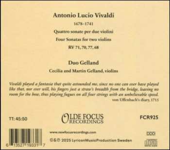 CD Antonio Vivaldi: Quattro Sonate Per Due Violini 