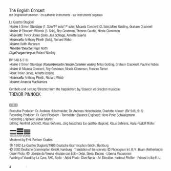 CD Antonio Vivaldi: Le Quattro Stagioni · Concerto for Oboe & Violin RV 548 · Concerto for 2 Violins RV 516 45245