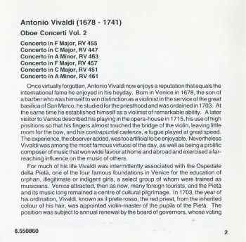 CD Antonio Vivaldi: Oboe Concerti, Vol. 2 340824