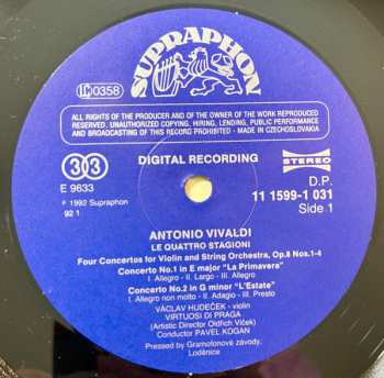 LP Antonio Vivaldi: Vivaldi - Le Quattro Stagioni / Four Concertos For Violin And String Orchestra, Op. 8 Nos. 1-4 278044