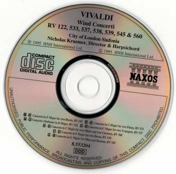 CD Antonio Vivaldi: Wind Concerti RV 122, 533, 537, 538, 539, 545 & 560 284801