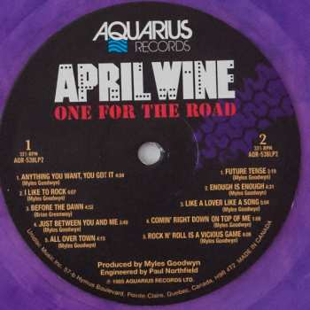 2LP April Wine: One For The Road CLR 477834