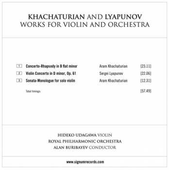 CD Aram Khatchaturian: Concerto-Rhapsody, Sonata-Monologue For Solo Violin, Violin Concerto 320706
