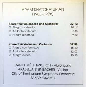 CD Aram Khatchaturian: Konzerte Für Violine Und Violoncello 175574