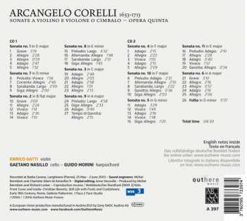 2CD Arcangelo Corelli: Sonate A Violino E Violone O Cimbalo - Opera Quinta 436401