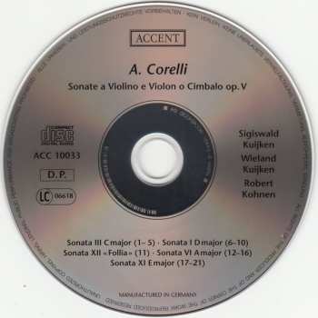 CD Arcangelo Corelli: Sonate A Violino E Violon O Cimbalo Op. V 343424