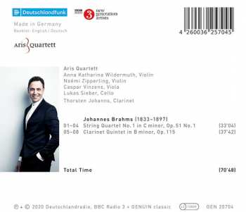 CD Johannes Brahms: String Quartet No. 1 In C Minor, Op. 51 No. 1 / Clarinet Quintet In B Minor, Op. 115