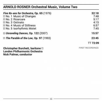 CD Arnold Rosner: Orchestral Music, Volume Two 341140