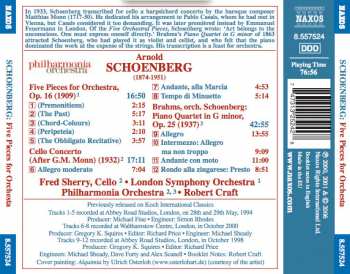 CD Arnold Schoenberg: Five Pieces For Orchestra / Cello Concerto / Piano Quartet 280592