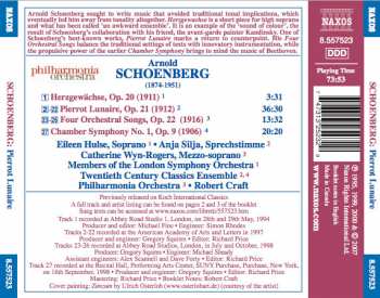 CD Arnold Schoenberg: Pierrot Lunaire (Herzgewächse • Four Orchestral Songs • Chamber Symphony No. 1) 264835