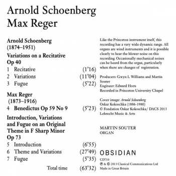 CD Arnold Schoenberg: Schoenberg Variations On A Recitative, Reger Benedictus Variations On An Original Theme 326626