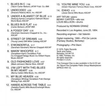 CD Benny Carter: The Tatum Group Masterpieces, Volume One