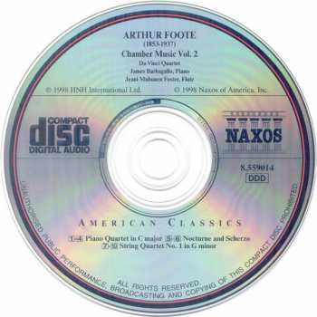 CD Arthur Foote: Chamber Music Vol. 2: Piano Quartet • String Quartet No. 1 • Nocturne And Scherzo 321177