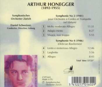 CD Arthur Honegger: Symphonie No 2 «Pour Cordes» / Symphonie No 4 «Deliciae Basilienses» 321681