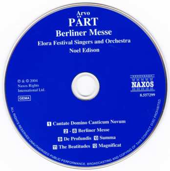 CD Arvo Pärt: Berliner Messe / Magnificat / Summa 353991