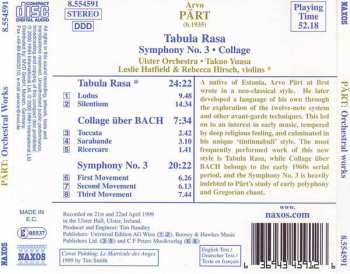 CD Arvo Pärt: Orchestral Works: Tabula Rasa • Collage Über BACH • Symphony No. 3 153528