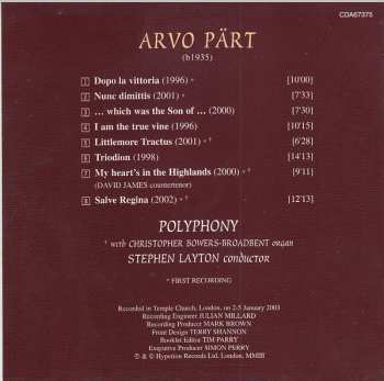 CD Arvo Pärt: Triodion 319334